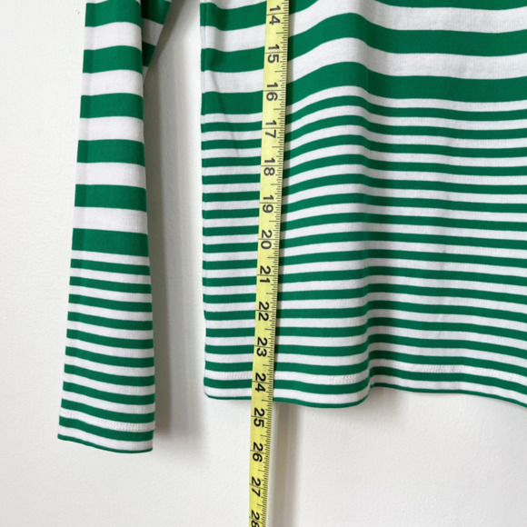 Lauren Ralph Lauren Black Label Striped Kelly Green Long Sleeve Top Women Medium - Picture 9 of 11